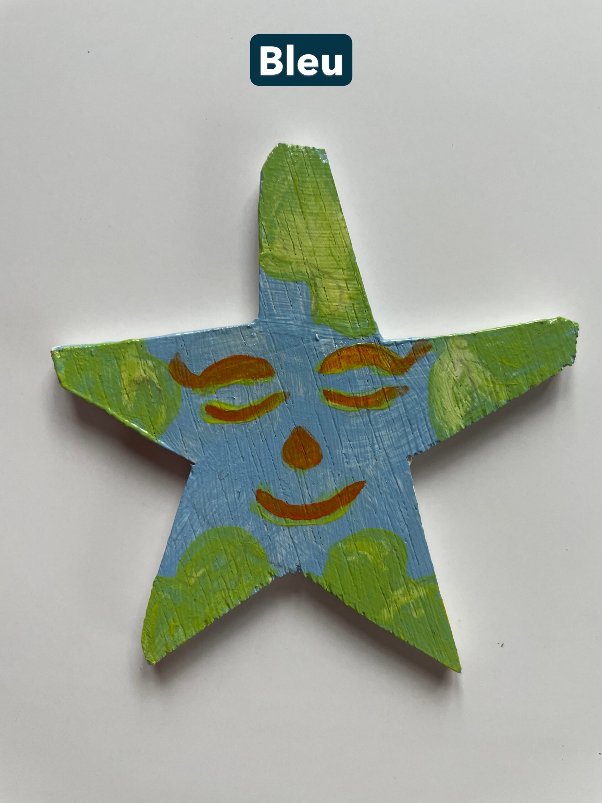 Figurină lemn cu magnet “steluțe asimetrice” - bleu