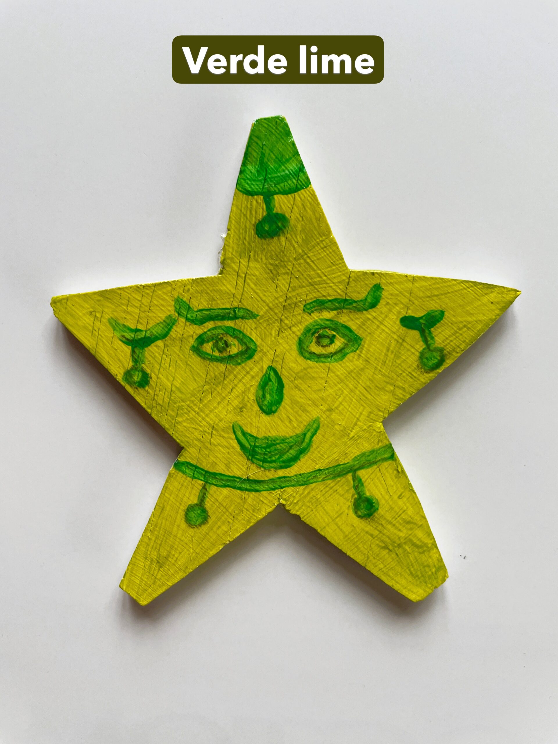 Figurină lemn cu magnet “steluțe asimetrice” - verde lime