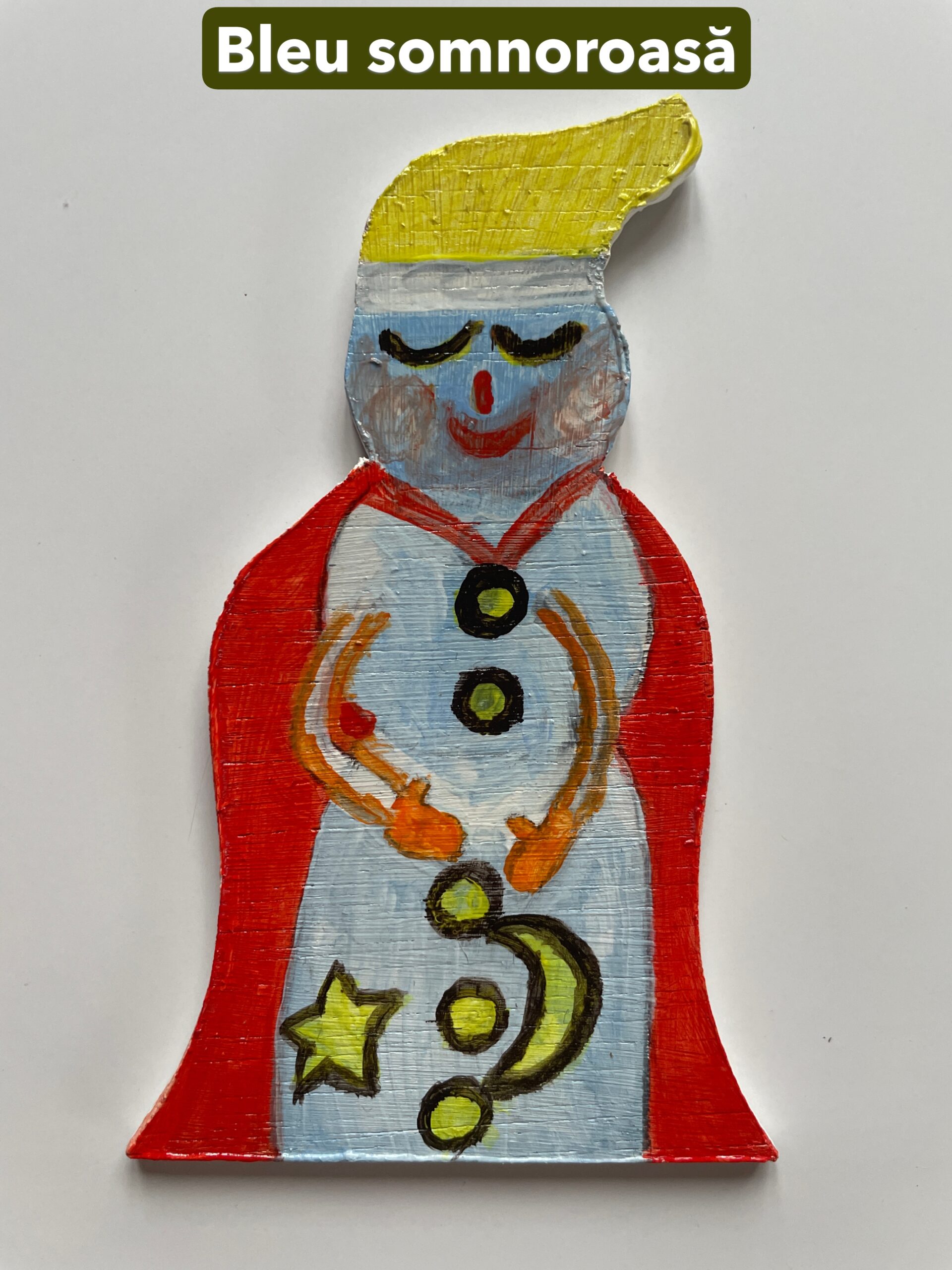Figurină lemn cu magnet “Super-om de zăpadă” - bleu somnoroasă