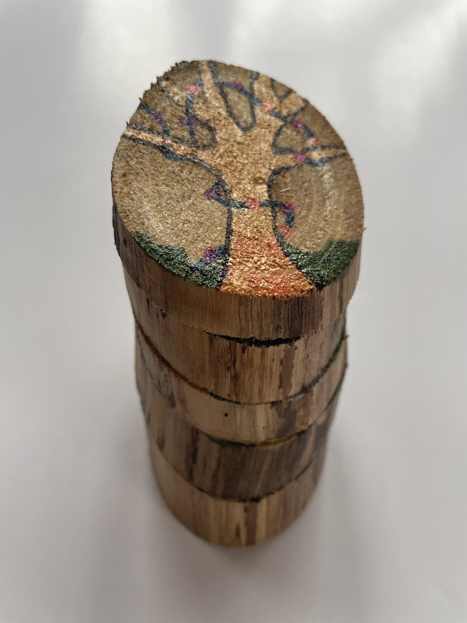 Set 5 rondele nuc “Copaci cu luminițe” - ramură spate