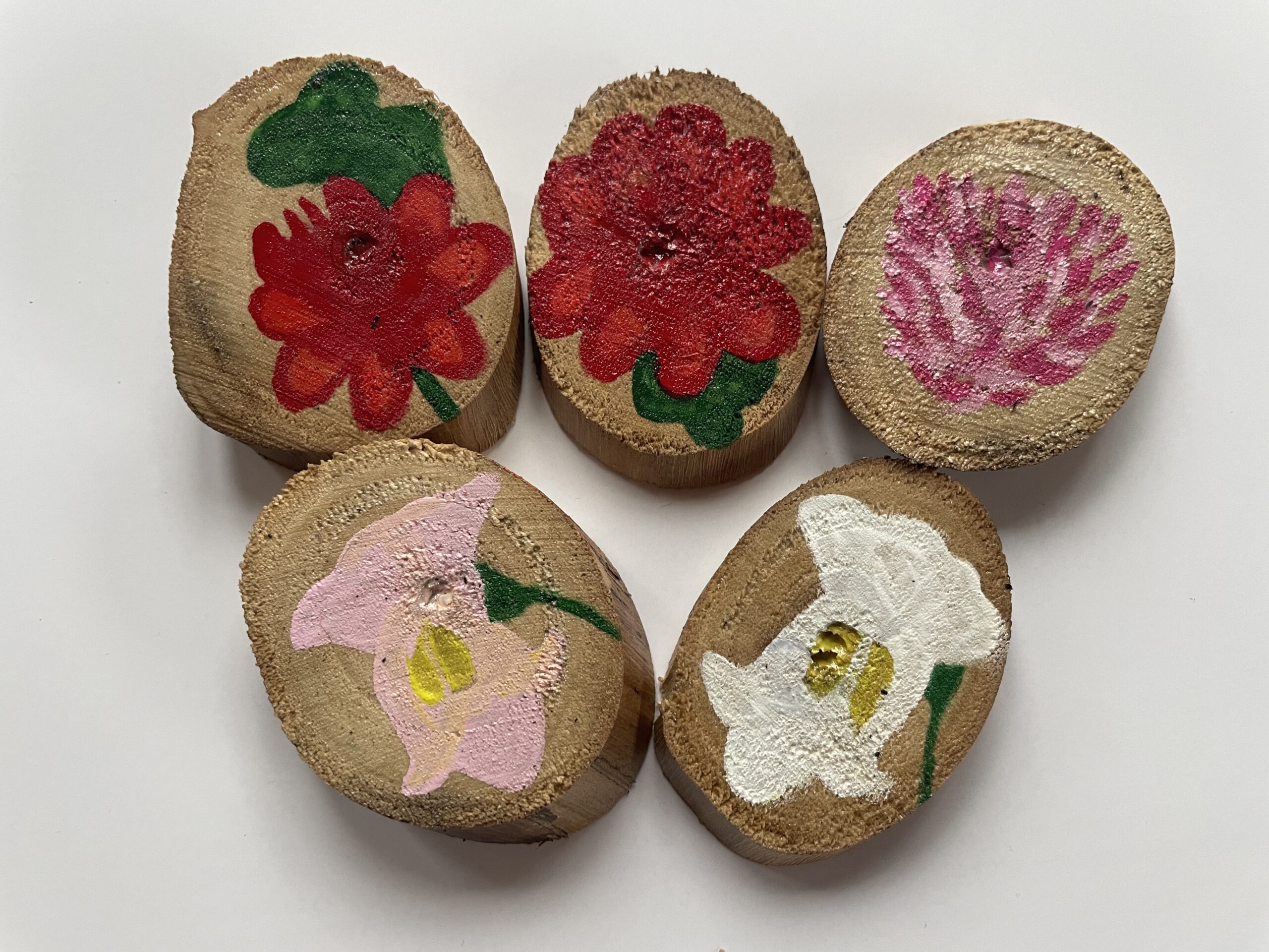 Set 5 rondele nuc “Flori de octombrie” - împreună