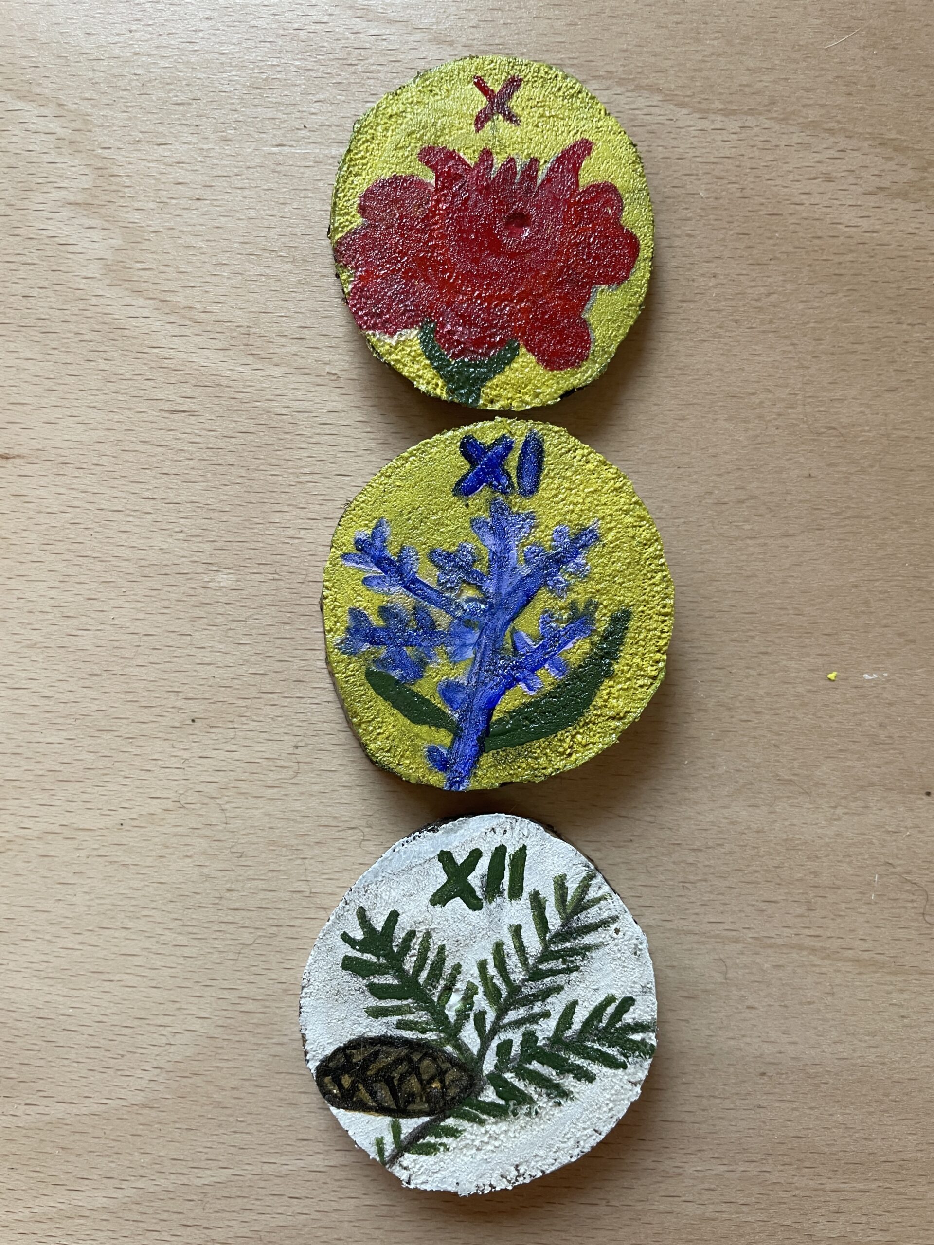 Set 12 rondele nuc “Calendarul florilor” - octombrie-decembrie